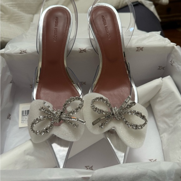 Amina Muaddi Shoes - Amina Muaddi Clear Sling Back